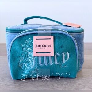 JUICY COUTURE 2 Piece Cosmetic Makeup Bag Set - Blue & Teal